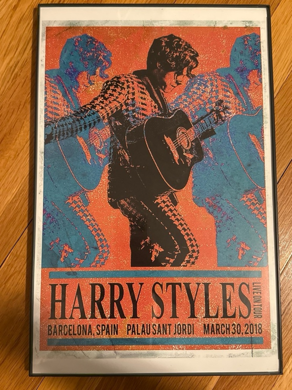 Harry Styles Barcelona Concert Poster - Orange & Blue
